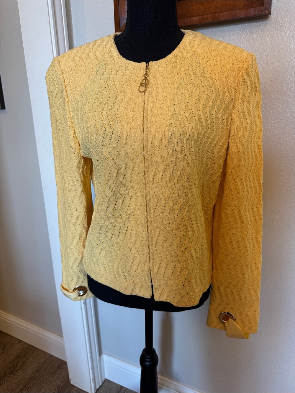St. John Yellow Knit Zip-Front Blazer